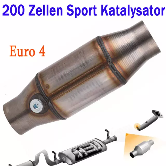 200 Zellen Sport Katalysator Euro 4 Metall KAT Ø63,5mm bis 4,0L 101mm Rennkat E9