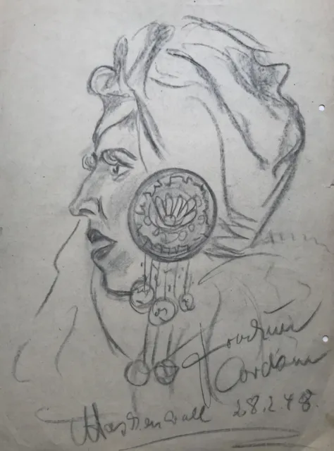 Retrato Studie Máscaras Mujer Con Adorno Y Sombrero Seitenprofil 1948