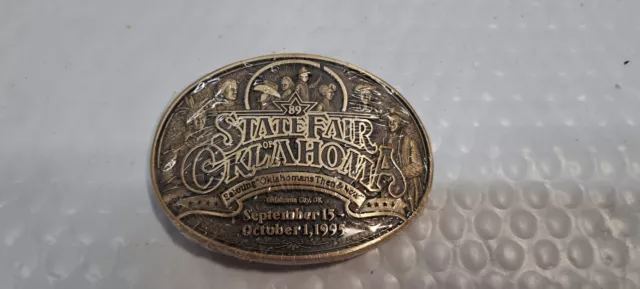 State Fair OKLAHOMA 1995 Solid Brass Belt Buckle Limited EDITION 2