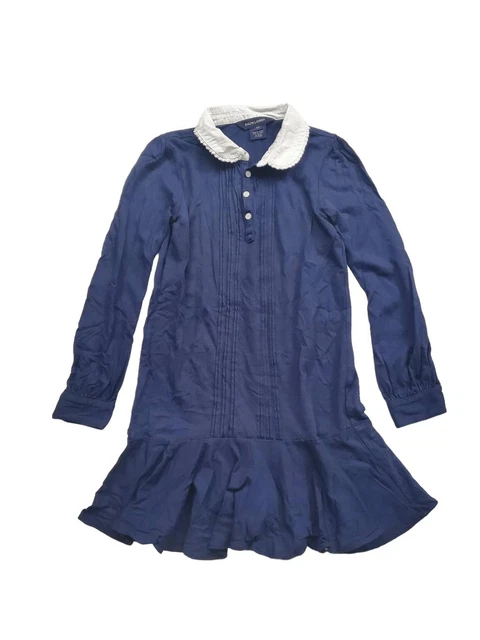 Ralph Lauren Navy Long Sleeve Peter Pan Collar Dress size 6 Girl