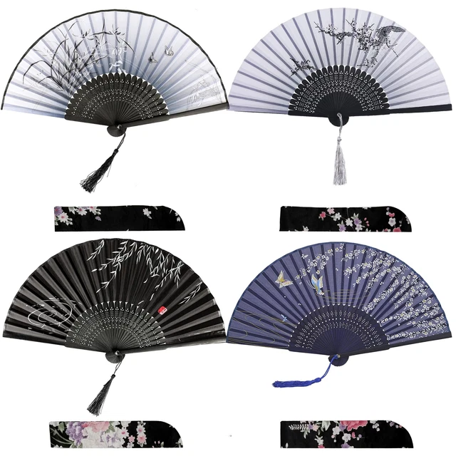 iZoeL Lot 4 Eventail Mariage Eventail Japonais Eventail Pliant Ventilateur Bo...