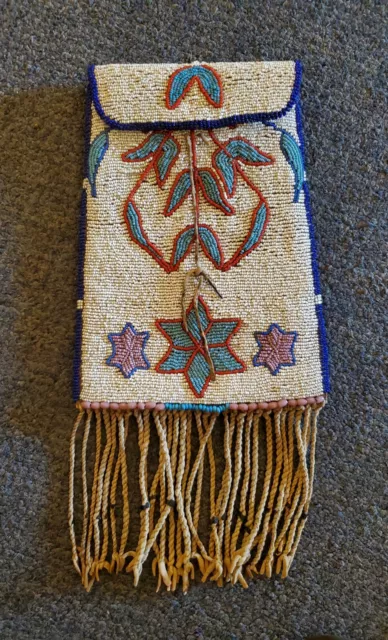 Antique OLD 19c. Native American Indian beaded DISPATCH CASE Nez Perce' n Plains