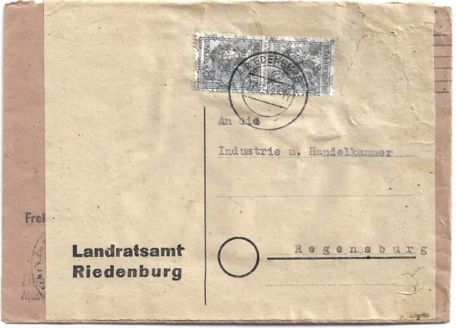 Allied occupation 1948 multiple use letter Riedenburg-Regensburg