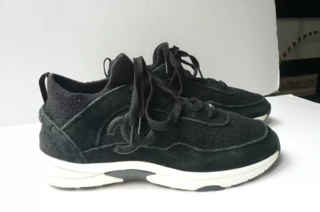 CHANEL Baskets sneakers stretch noires T38