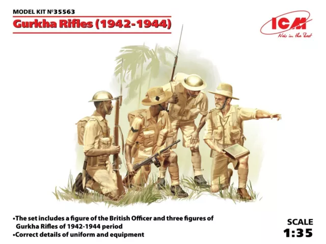 Gurkha Rifles (1942-1944) 4 Figures w/ Equipment (Model kit) 1/35 ICM 35563