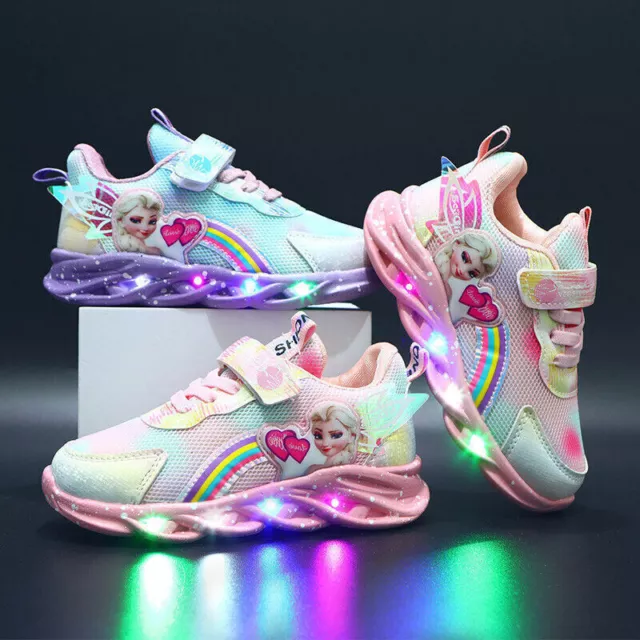 Kids Led Luminous Sneakers Flashing Children Girls Light Up Trainers Shoes Size 3