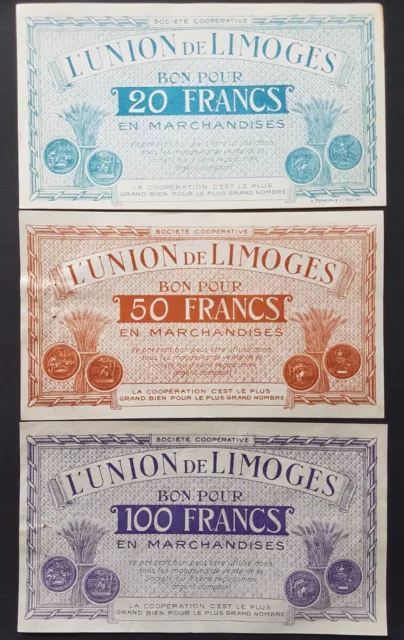 Bon pour 20-50 & 100 Francs en Marchandises - Union de Limoges  (87) - FRANCE -