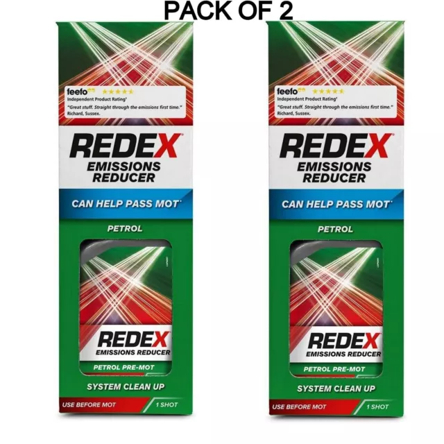 2x REDEX PETROL EMISSIONS REDUCE TREATMENT FUEL SYSTEM EXHAUST CLEANER FLUID