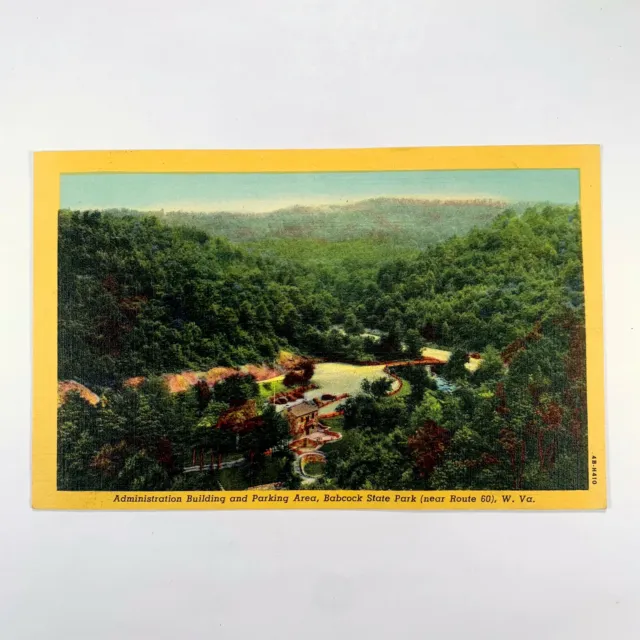 Postcard West Virginia Babcock State Park WV Aerial View 1940s Unposted Linen