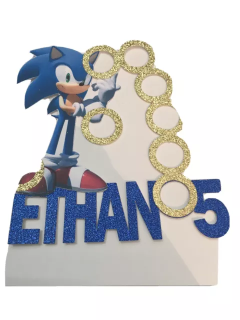 SONIC THE HEDGEHOG RECTANGLE EDIBLE CAKE TOPPER DECORATION PERSONALISED