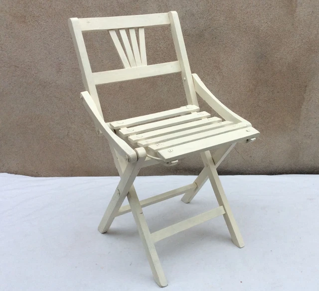Vieux Fauteuil De Camping Pliant En Toile - Chaise Vintage Pour Jardin, Plage Ou Déco Rétro