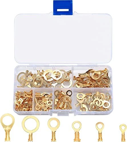 Lot de 160 Cosses Electrique Oeillet Ronde en Laiton, Cosses de Câble Electrique