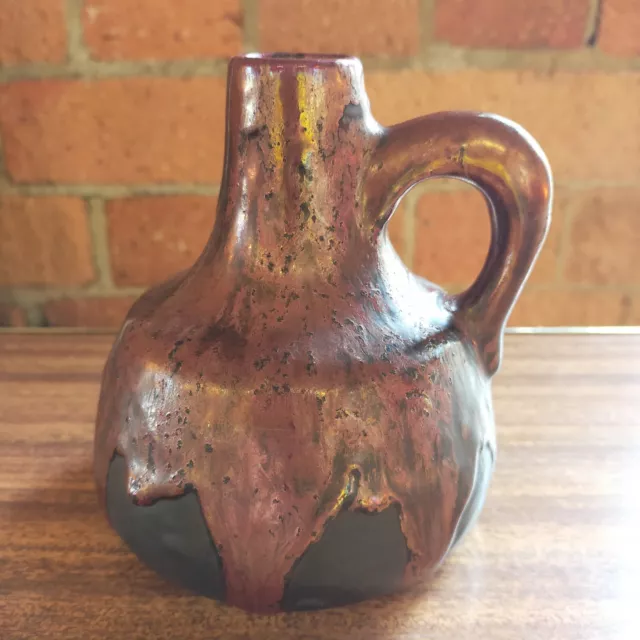 Small Otto Keramik Metallic Glaze Vase. WGP Fat Lava. Brown / Deep Red / Purple.