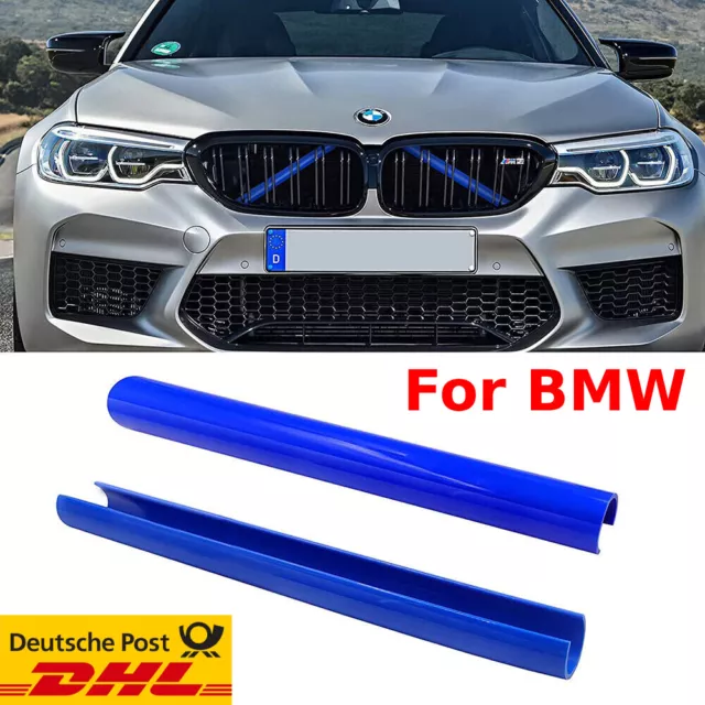 2x Kühlergrill Zierleisten Rohr V Strebe Für BMW F10 F30 1 2 3 4 Serie F20 Blau