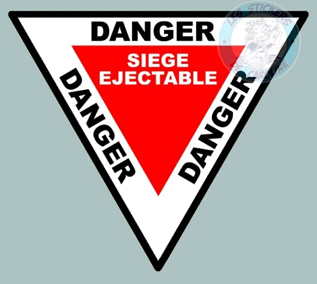 STICKER PANNEAU DANGER SIEGE EJECTABLE AVION 8,5X7,5cm AUTOCOLLANT DB088