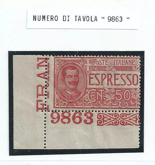 1920 Italia - Regno, Espresso n. 4 con NUMERO DI TAVOLA MNH/**