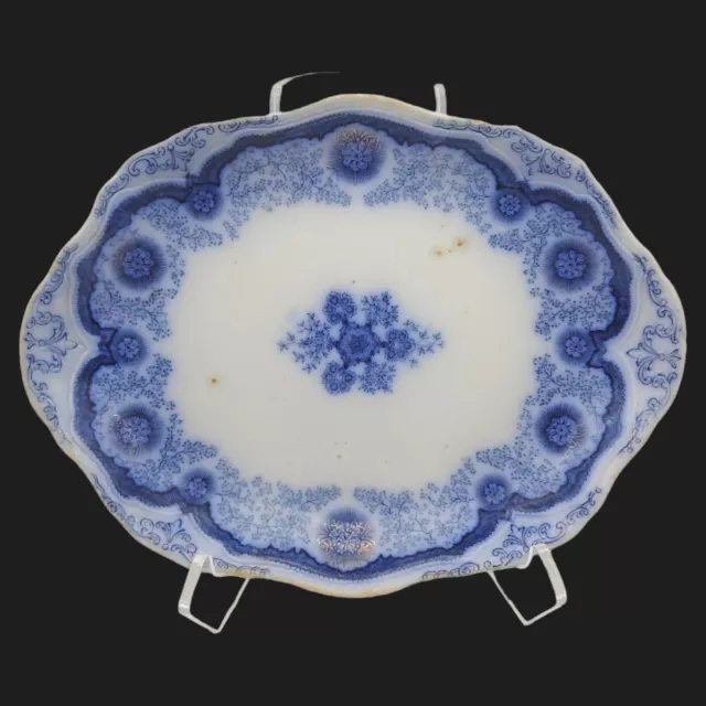 Antique Wood & Son Flow Blue Plate Platter - 10" Woodbine Semi Porcelain England