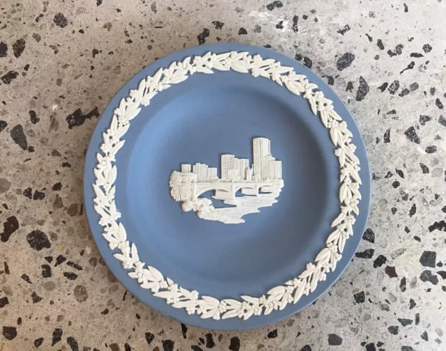 Vintage Wedgwood Jasperware Melbourne Trinket Dish Blue White