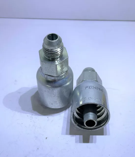 Lot of 2 Parker, 10143 6-6 3/8" Hose x 3/8" Male 37* JIC rigid Hydraulic Fitting