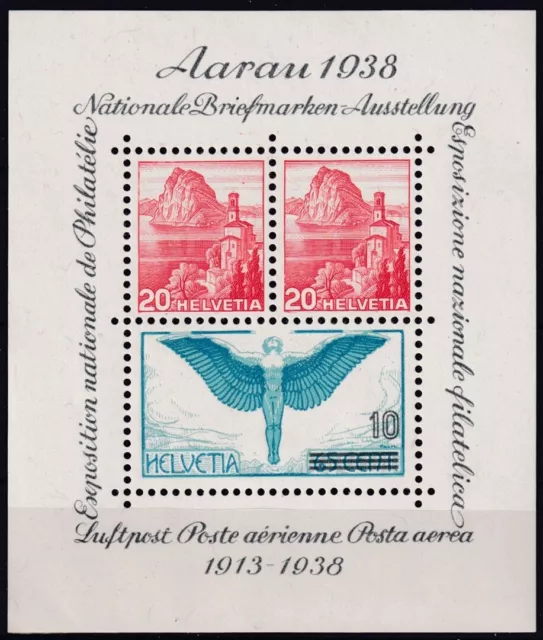 Schweiz MiNr. Bl. 4 **, Briefmarkenausstellung in Aarau, Flugpost