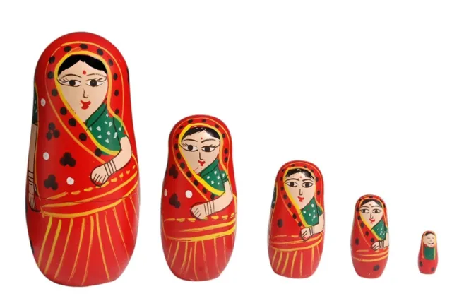 CHANNAPATNA TOYS Juego de muñecas rusas de madera para mujeres y niños