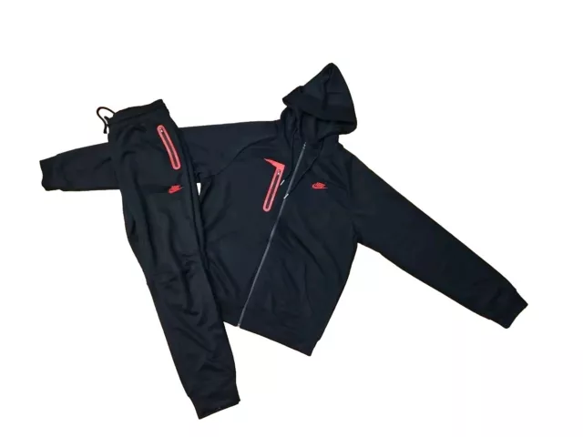 NEW NIKE TECH Cotton Sweat Suit Zip Up Hoodie & Joggers Men's Set Black ...