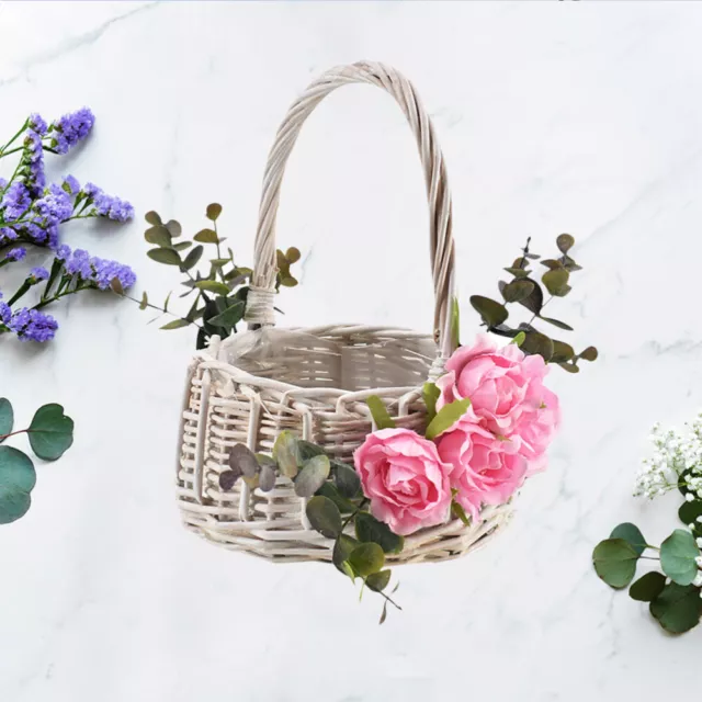 Hochzeitsblumenkorb Vintage Wicker mit Griff für Deko