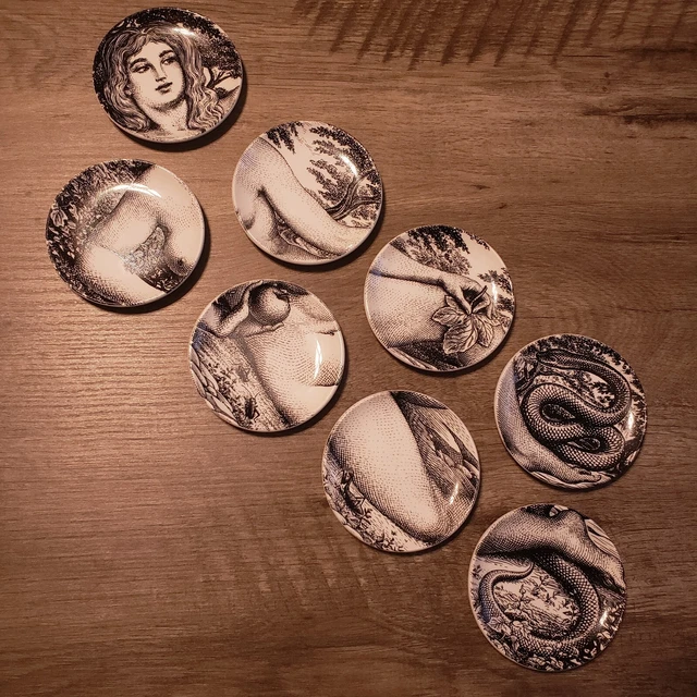 ADAMO ED EVA PIERO FORNASETTI PLATES 1965 ITALY EVE Set ADAMO ED EVA PIERO FORNASETTI PLATES 1965 ITALY EVE Set