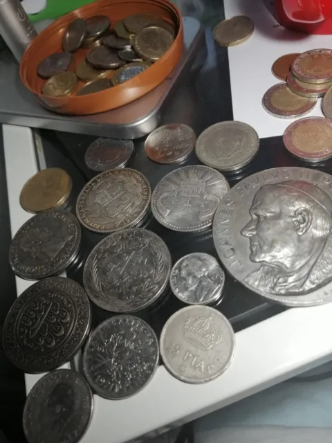 Lote De Monedas antiguedades Internacionales مجموعه من العملات المعدنية القديمه