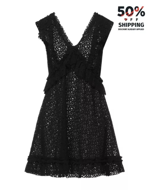 RRP€460 P.A.R.O.S.H. Lace Mini Dress Size XS Black See Through Made in Italy