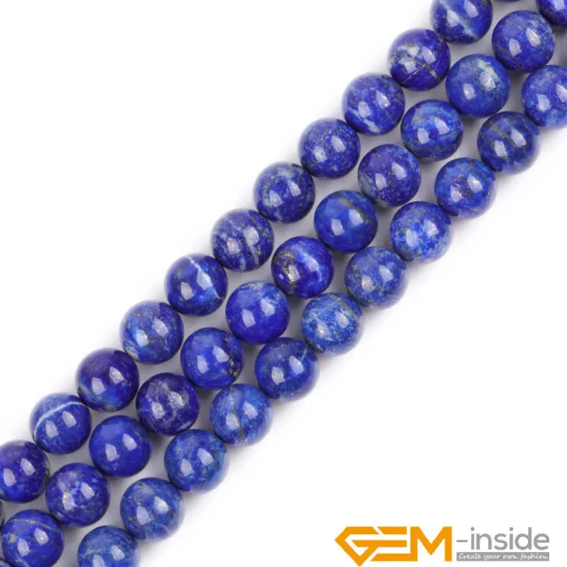 Natural Grade AAA Genuine Blue Lapis Lazuli Gemstone Round Beads Strand 15"