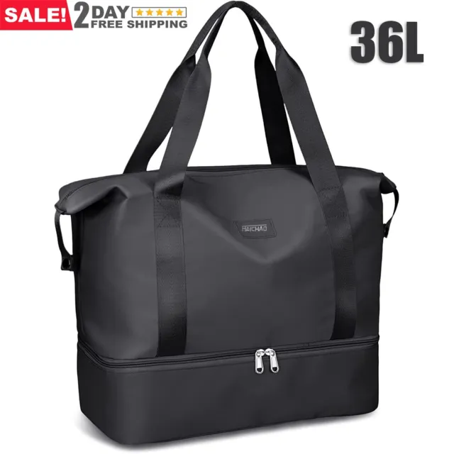 36L Women Weekend Bag Large Travel Duffel Bag Dry & Wet Seperated Overnight Bag