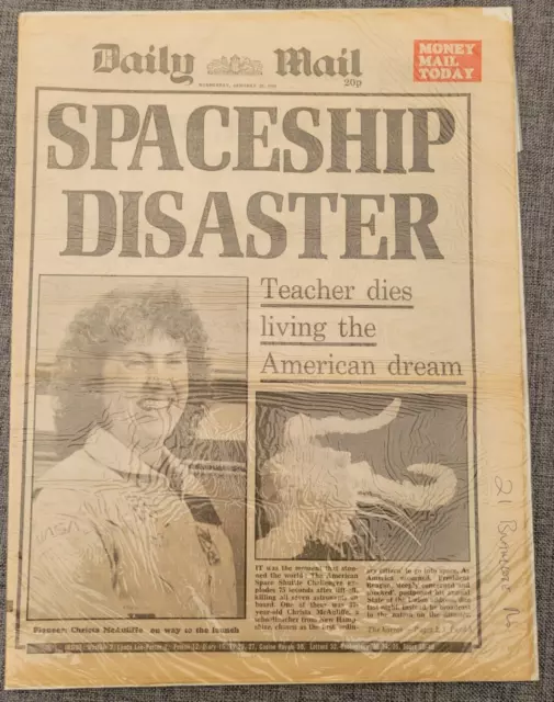 The Daily Mail Usa Space Shuttle Katastrophenlehrer Stirbt 29. Januar 1986 Zeitung