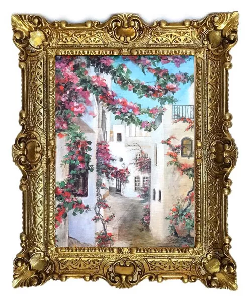 Hermoso Cuadro Imágenes Barroco Antiguo Repro Marco Obras de Arte 56x46cm 86 Mix