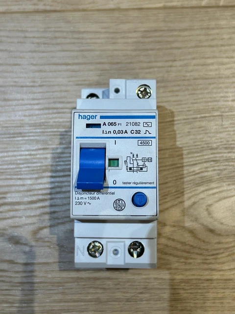 32 Amp Rcd HAGER 32 AMP Type C 30mA 0.03A Double Pole RCD 2 Pole Module 21082 A065 ...