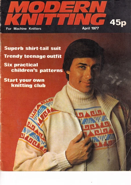Moderno Tejer para Tejer a Máquina Libro de Patrones Abril 1977 Vestido Campesino Vintage