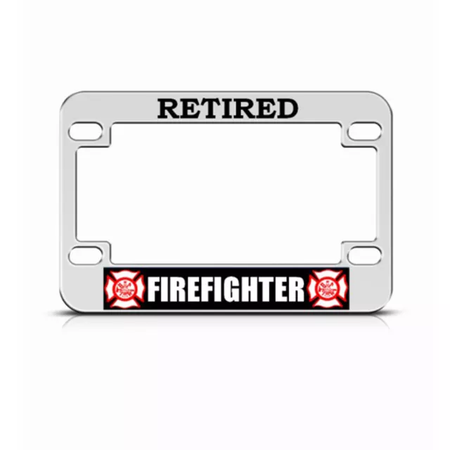 Metal Bike License Plate Frame Retired Firefighter Motorcycle Accessories Chrome