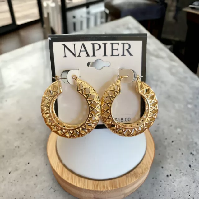 NAPIER GOLD TONE 1” Filigree Hoop Earrings-NWT $8.00 - PicClick
