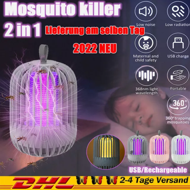 Elektrischer UV LED Insektenvernichter Lampe Fliegen Mücken Falle Mückenklatsche