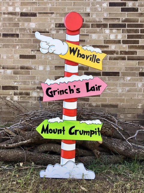 WHOVILLE Sign Pole Grinch's Lair Mount Crumpit CHRISTMAS Yard Art Decoration