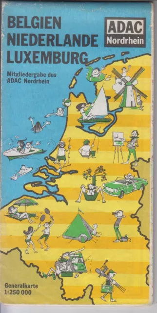 Adac Generalkarte 1:250000 Benelux ( 1981 ) Für Mitglieder