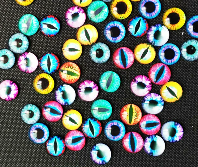 Mixed Dragon Eye Glass Cabochons Domed Cat Eyes Jewellery Making Crafts- HD041