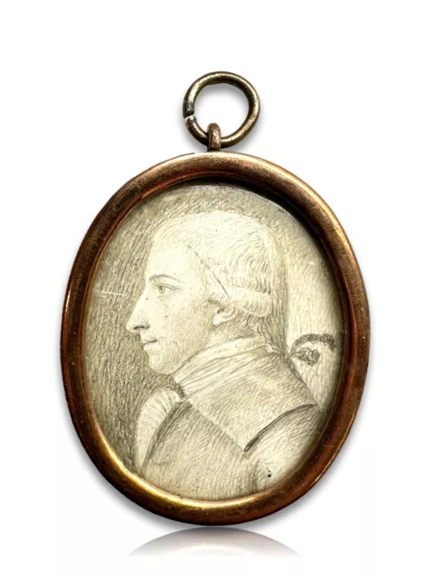 Miniatur Lupenmalerei um 1800 - unbekannter Kavalier - gerahmt - Grisaille