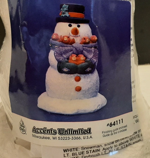 Instrucciones de pintura Accents Ilimitado Bisque cerámica muñeco de nieve pájaros #64111