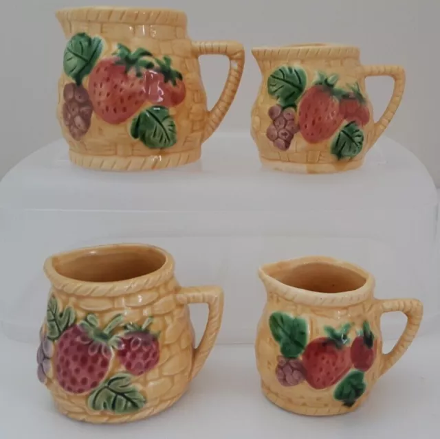 Vintage Ceramic Measuring Cups / Jugs - Fruit Design - 3 measuring sizes