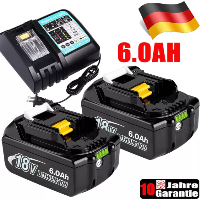 2X 18V 6000mAh Akku Für Makita BL1850 BL1830 BL1860B Led Anzeige / Ladegerät