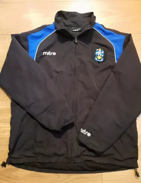 Huddersfield Town Jacket Mens Large XL Black Blue MITRE Full Zip Football Coat