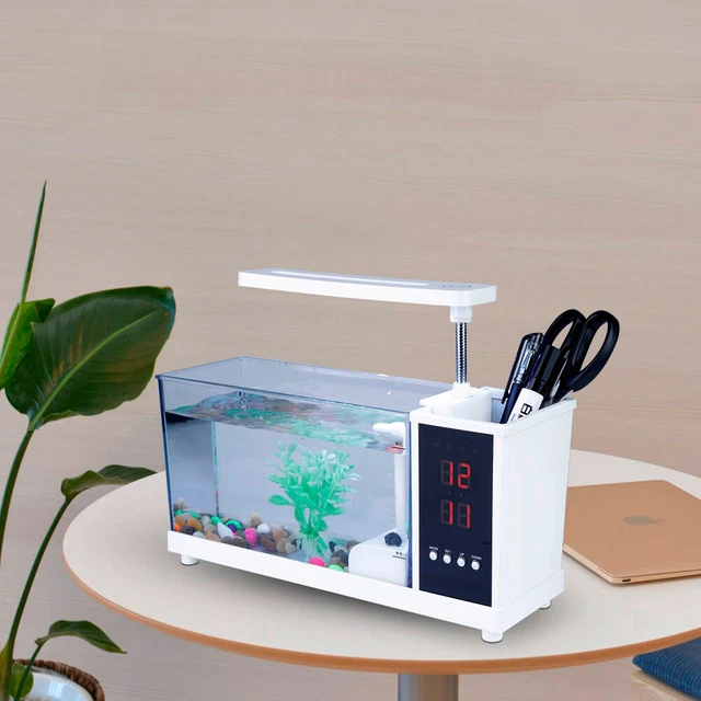 Multifunctional USB Mini Fish Tank Aquarium With Clock Function LED Light 2