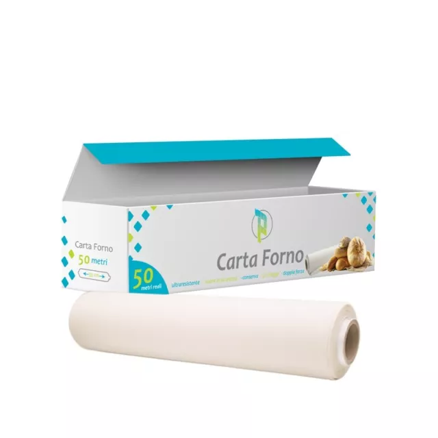 1 ROTOLO CARTA DA FORNO BISILICONATA 50 MT Fascia 33cm CON ASTUCCIO ANTIADERENTE