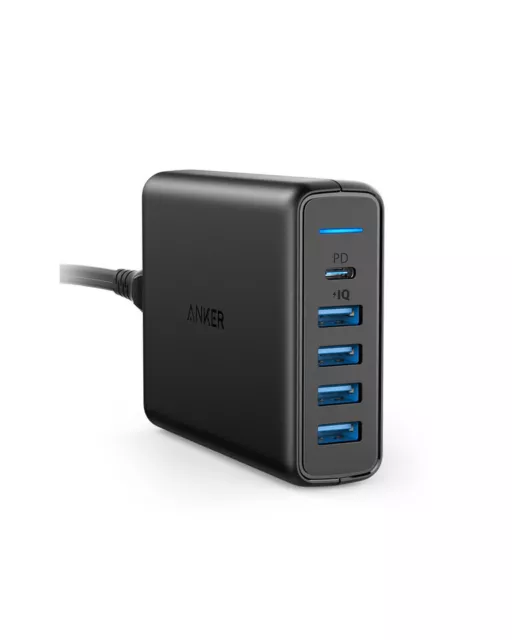 Anker 60W 5-Port Desktop Charger with One 30W Power Delivery Port for phone pad